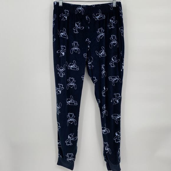 Disney Stitch Print Pajama Pants Jogger Navy Blue Size Medium - Picture 1 of 8